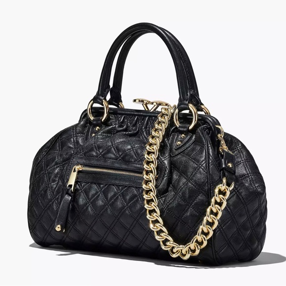 Marc Jacobs Stam Bag Black Quilted Leather Handbag with Gold Chain - Picture 2 of 13
